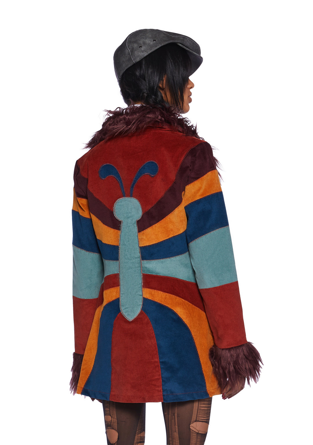 Current Mood Corduroy Faux Fur Butterfly Coat