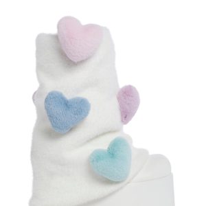 Sugar Thrillz Leg Warmer Plush Heart Platform Boots - White/Multi