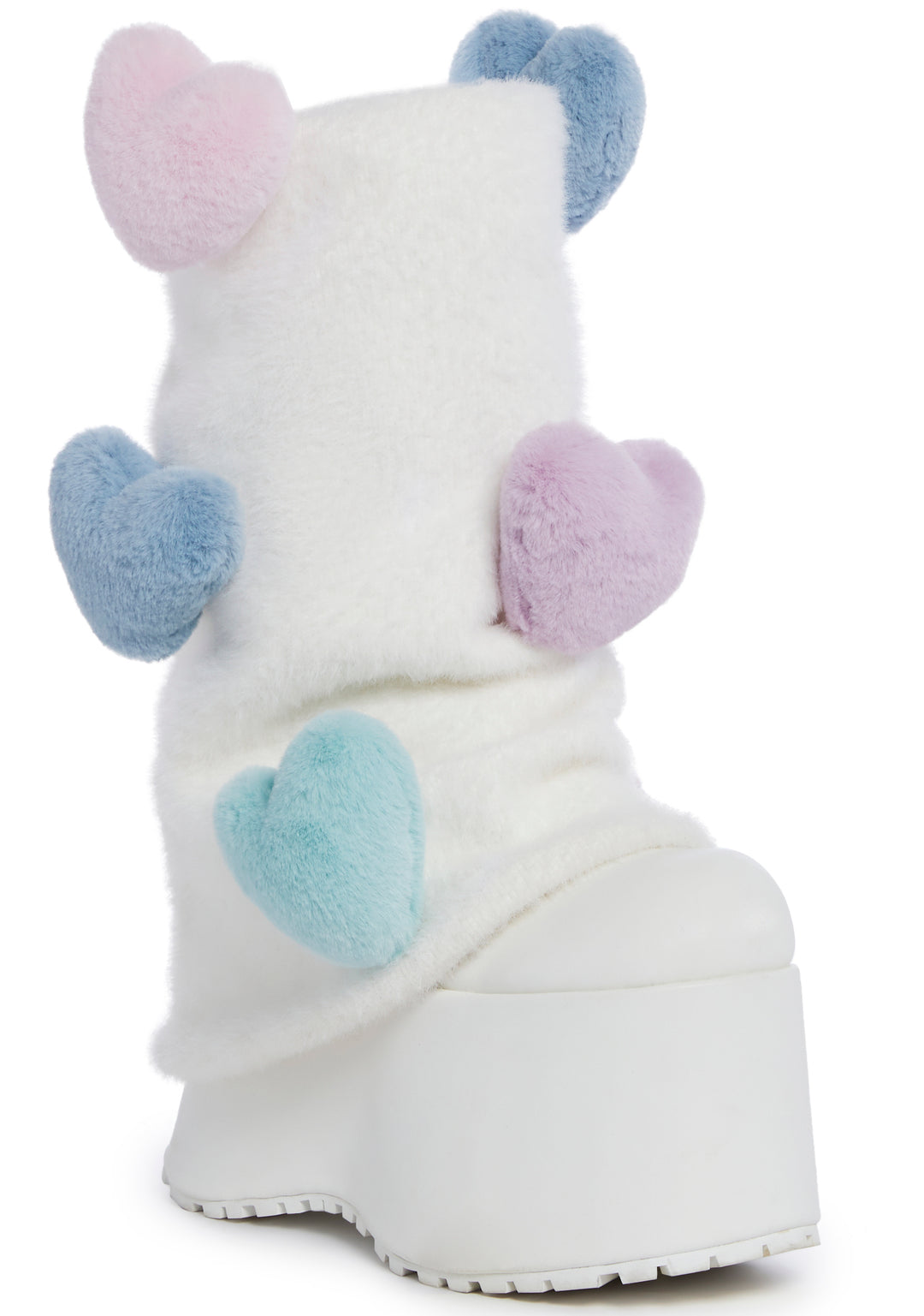 Sugar Thrillz Leg Warmer Plush Heart Platform Boots - White/Multi - Image 2