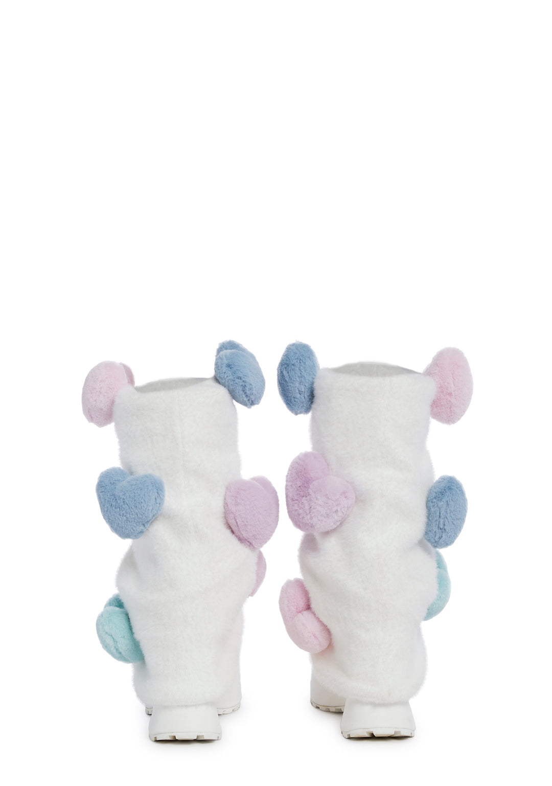 Sugar Thrillz Leg Warmer Plush Heart Platform Boots - White/Multi - Image 4