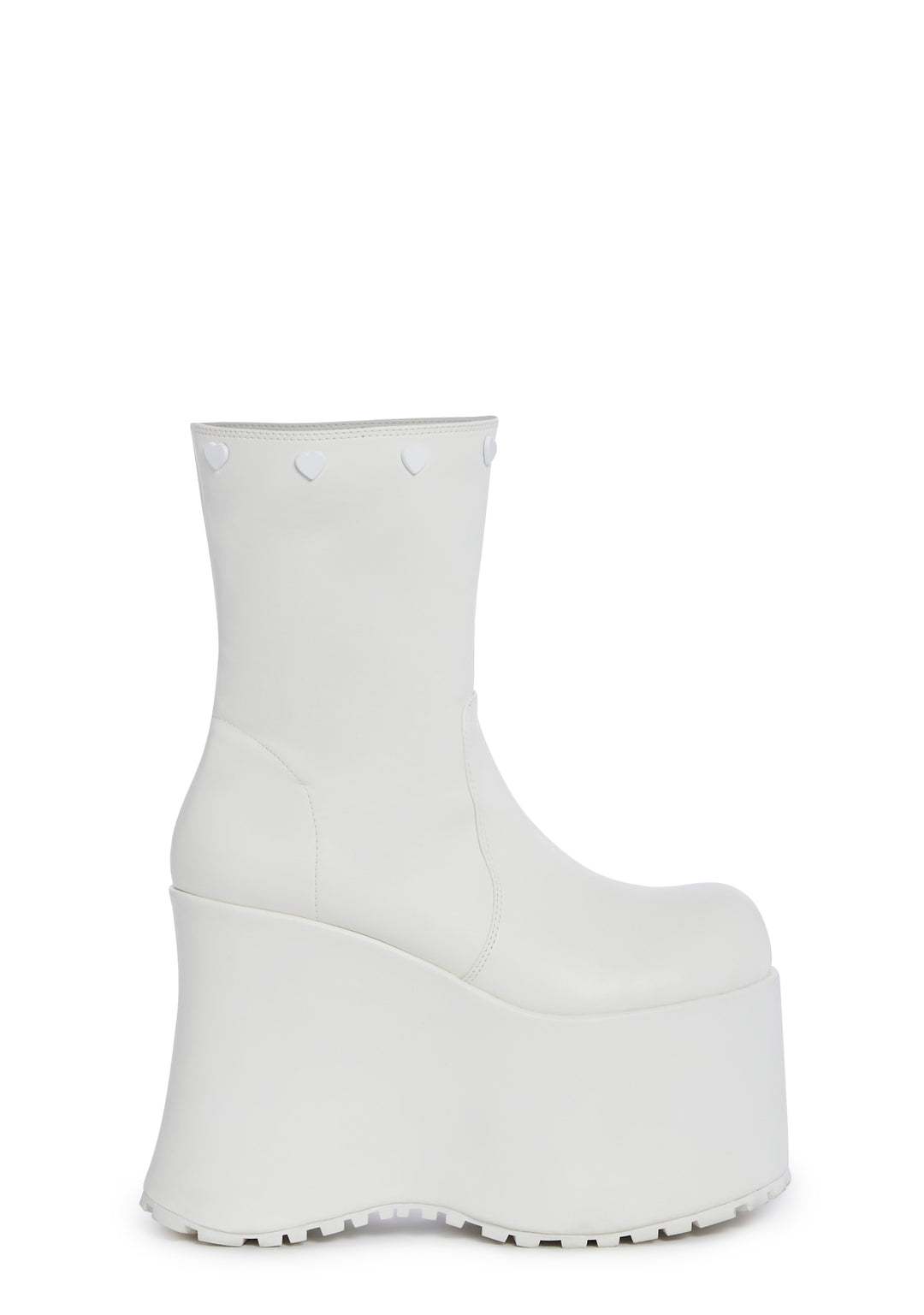 Sugar Thrillz Leg Warmer Plush Heart Platform Boots - White/Multi - Image 5