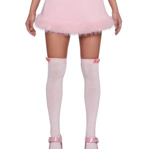Sugar Thrillz Mesh Faux Fur Mini Skirt - Pink
