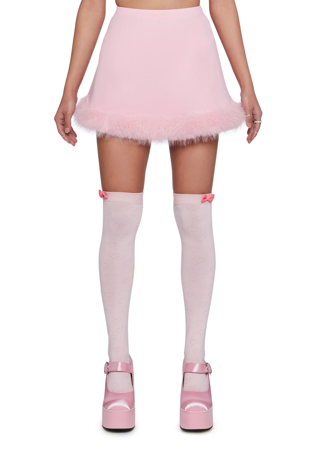 Sugar Thrillz Mesh Faux Fur Mini Skirt - Pink