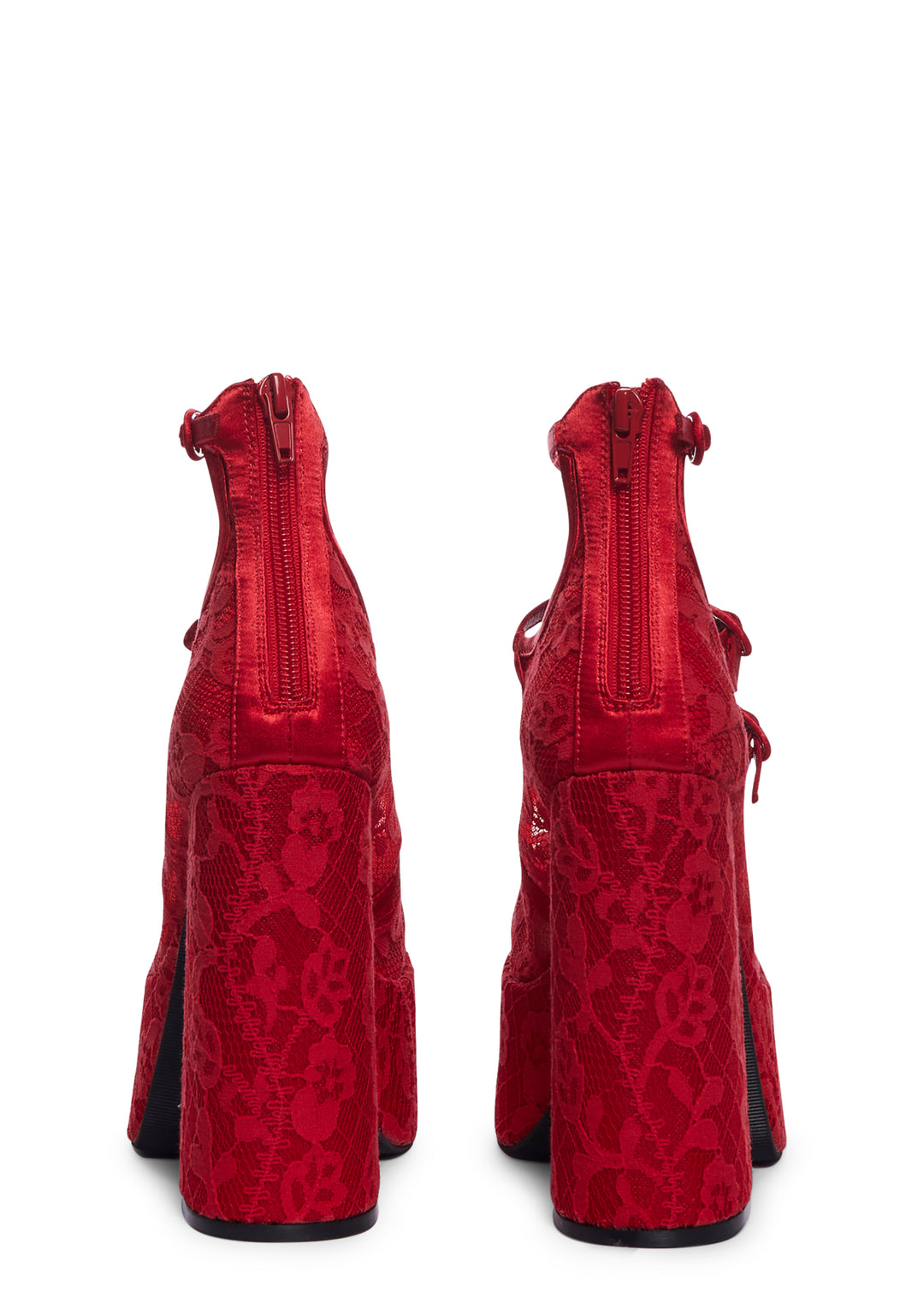 Sugar Thrillz Floral Lace Platform Heels - Red - Image 2