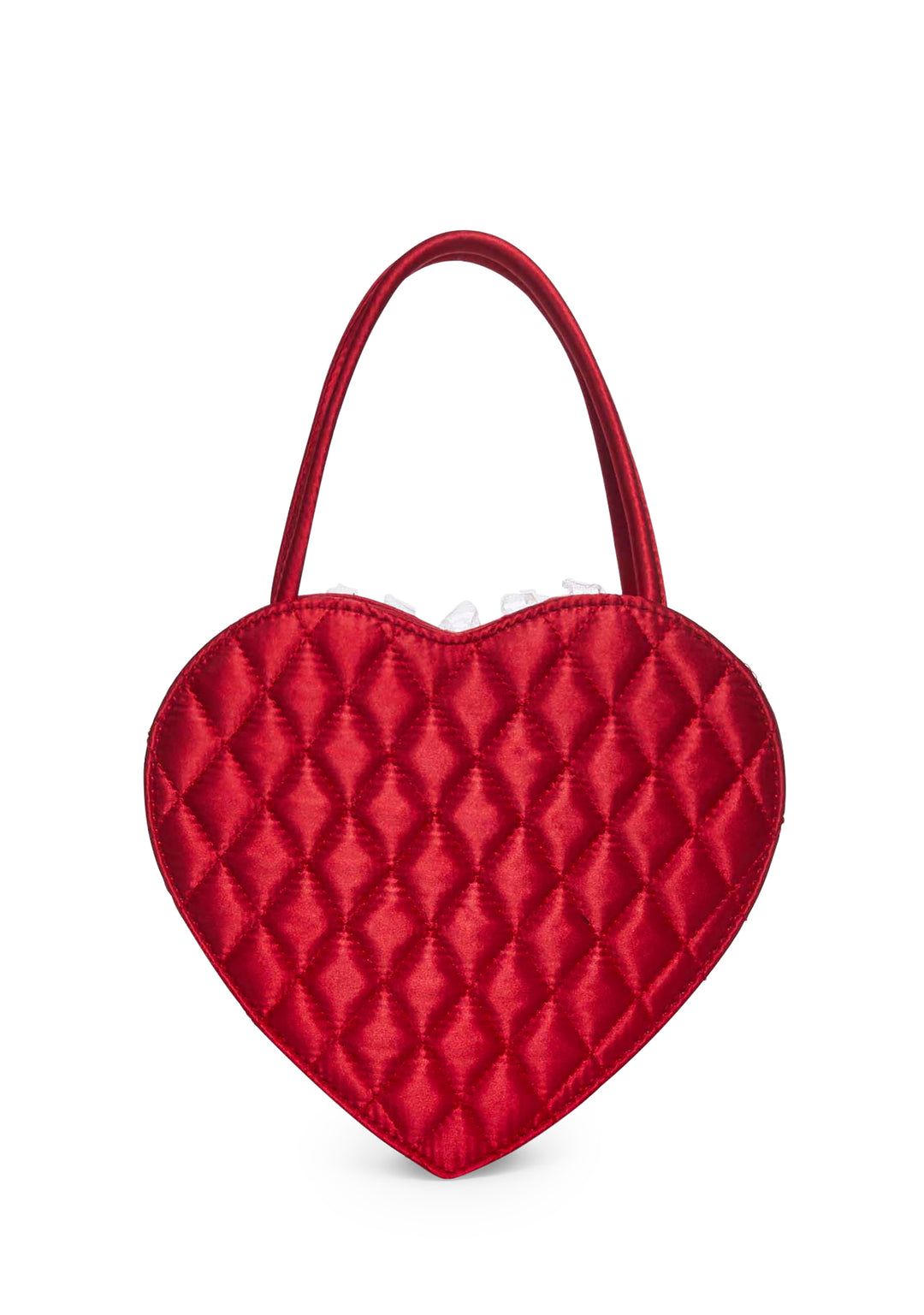 Sugar Thrillz Heart Shaped Satin Lace Handbag - Red - Image 5
