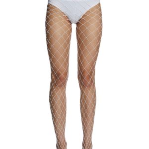 Diamond Fishnet Tights - White