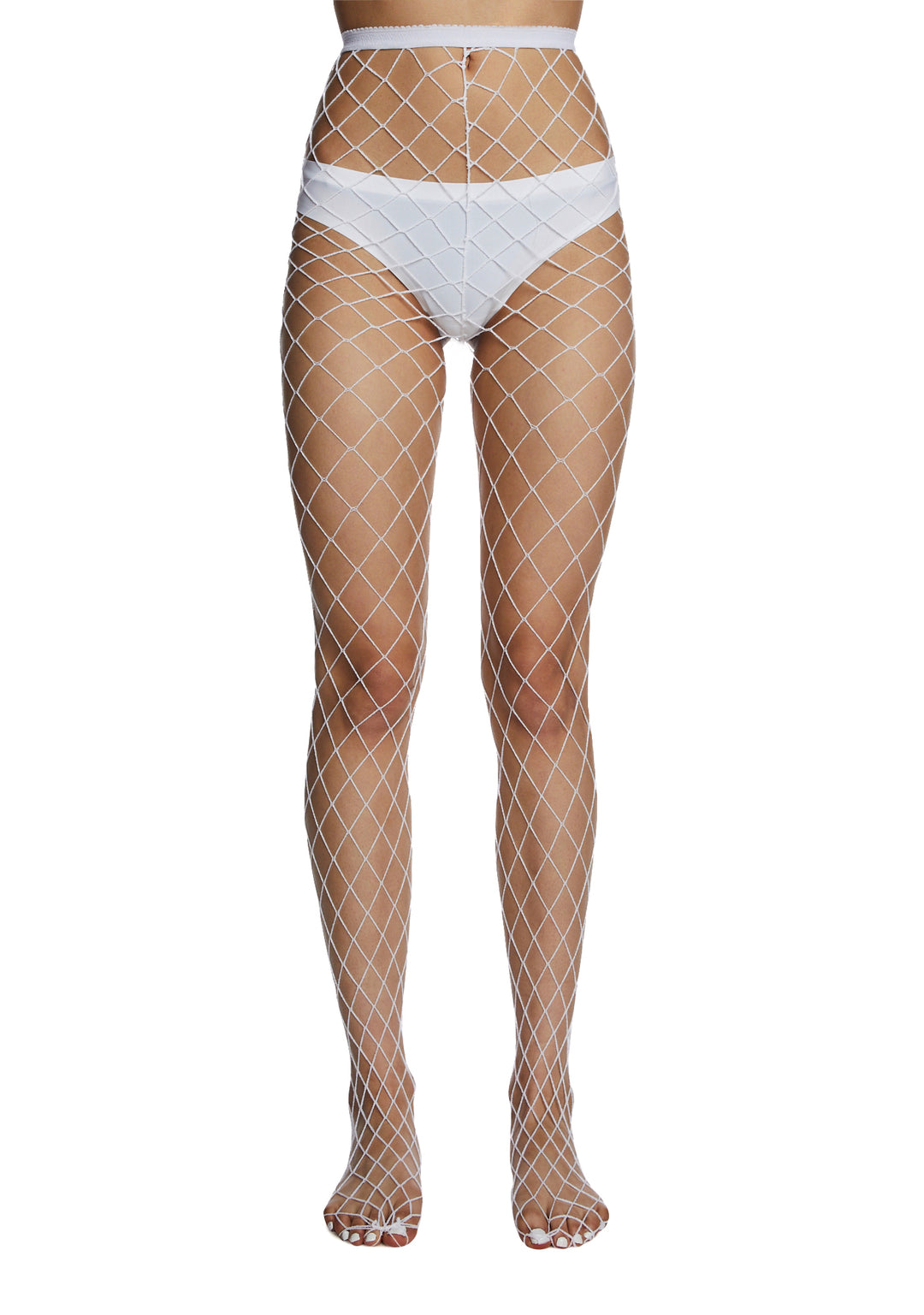 Diamond Fishnet Tights - White