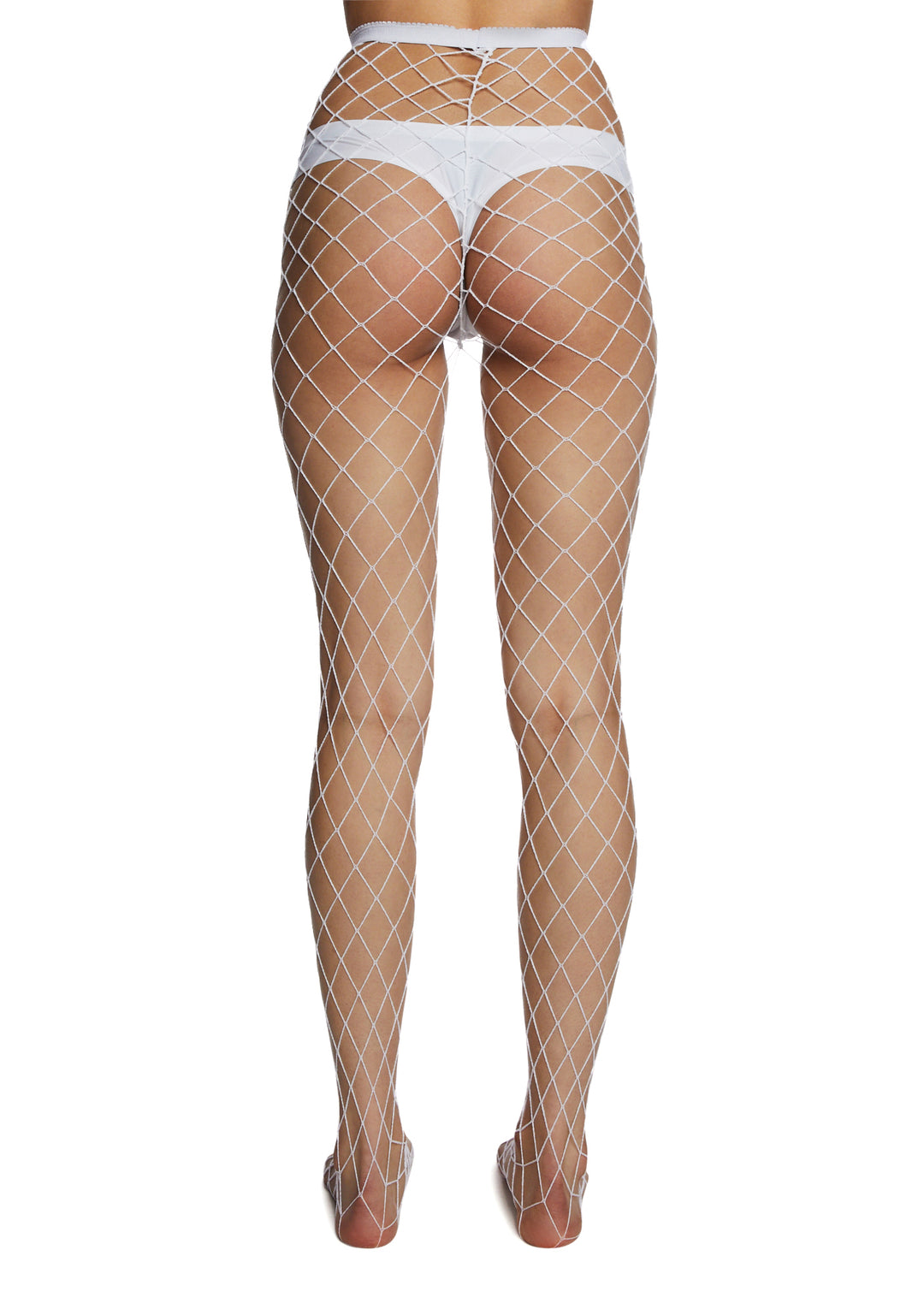 Diamond Fishnet Tights - White - Image 2