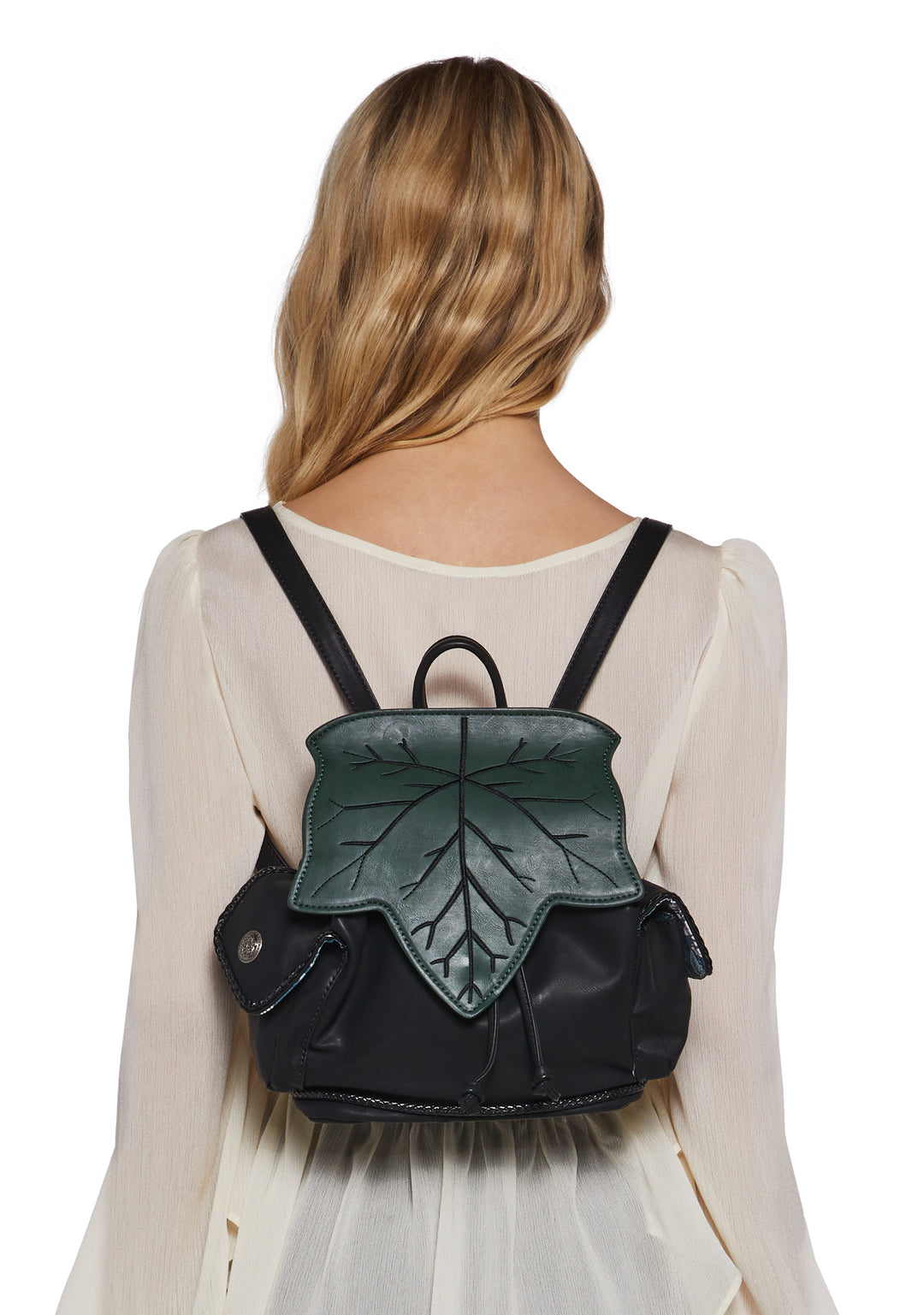 Widow Vegan Leather Leaf Backpack - Dark Green