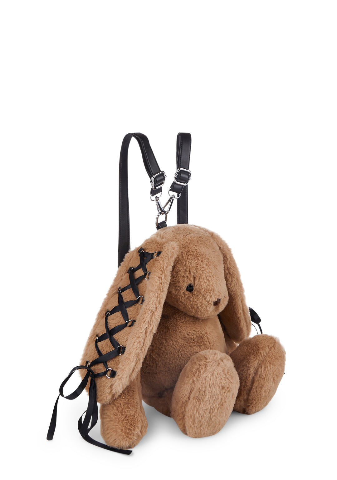 Current Mood Lace Up Bunny Plush Backpack - Brown - Image 3