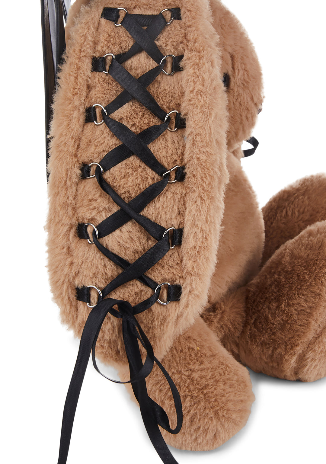 Current Mood Lace Up Bunny Plush Backpack - Brown - Image 2