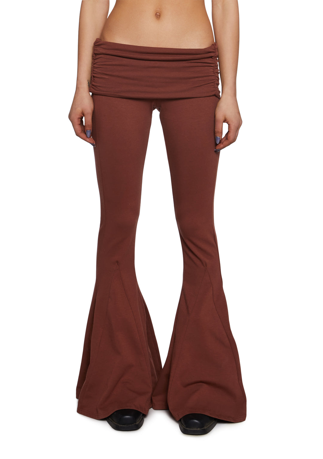 Current Mood Stretchy Flared Yoga Pants - Brown