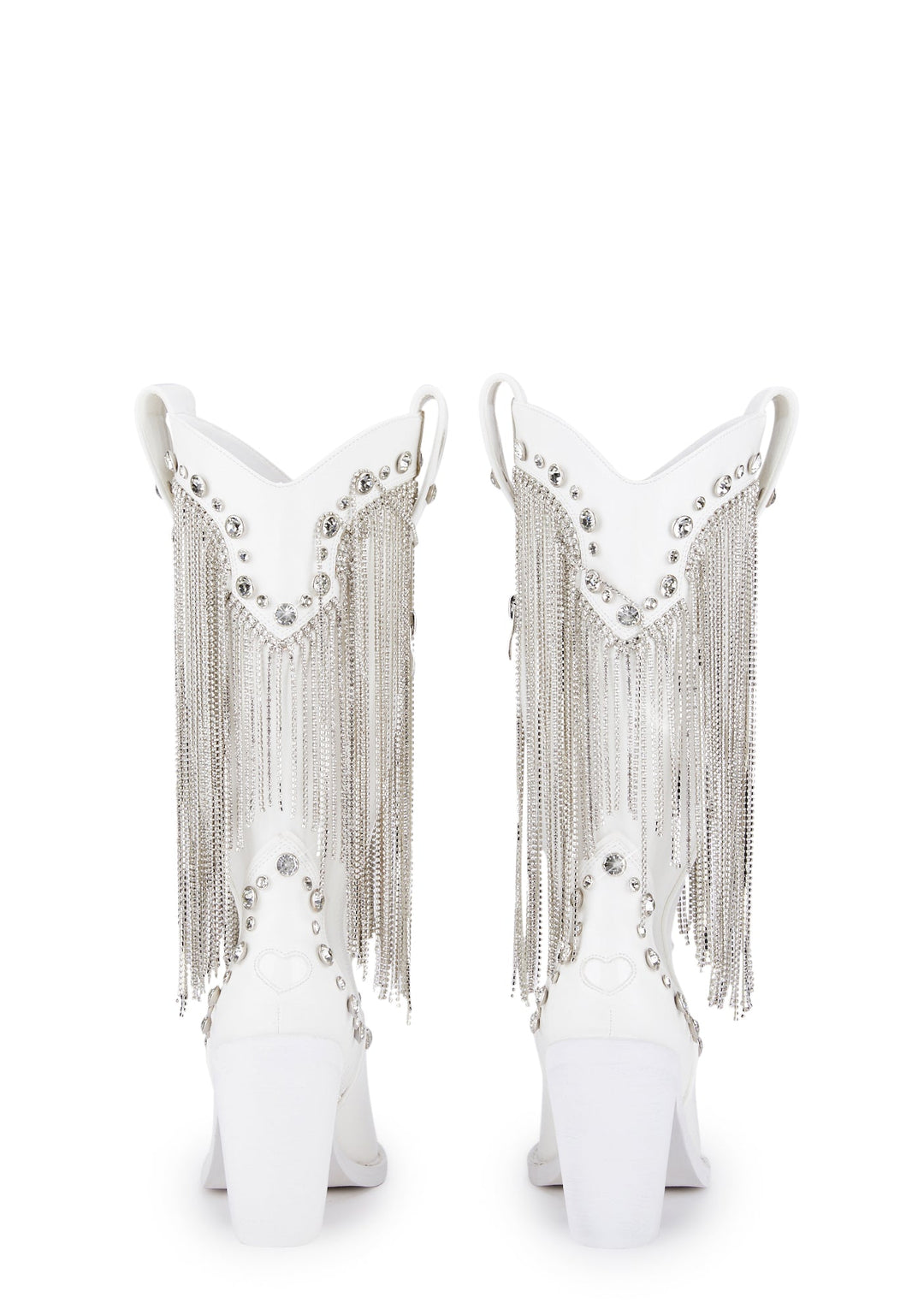 Sugar Thrillz Rhinestone Fringe Cowboy Boots - White - Image 4