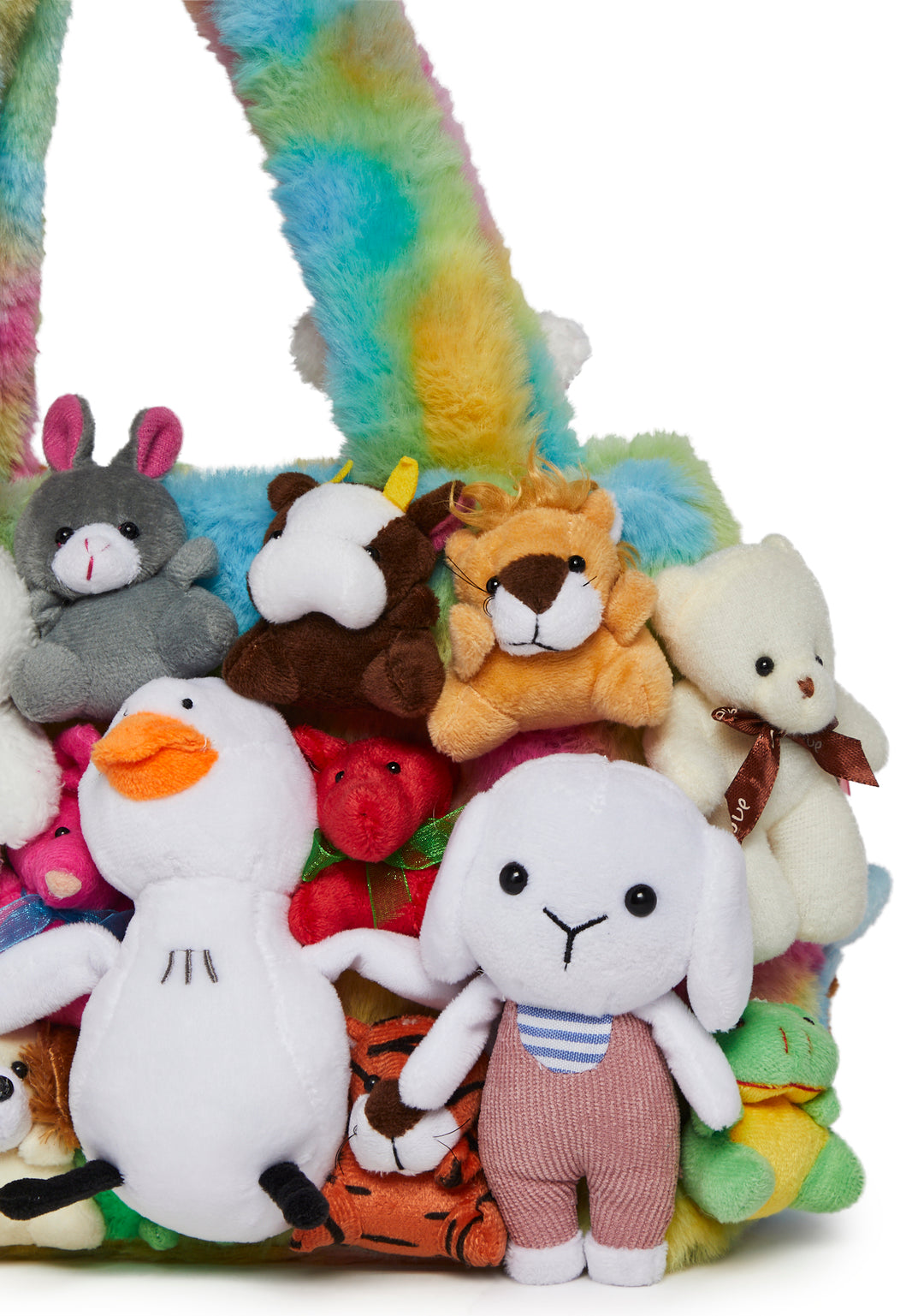 Delia's Plush Toy Rainbow Faux Fur Tote Bag - Multi - Image 5