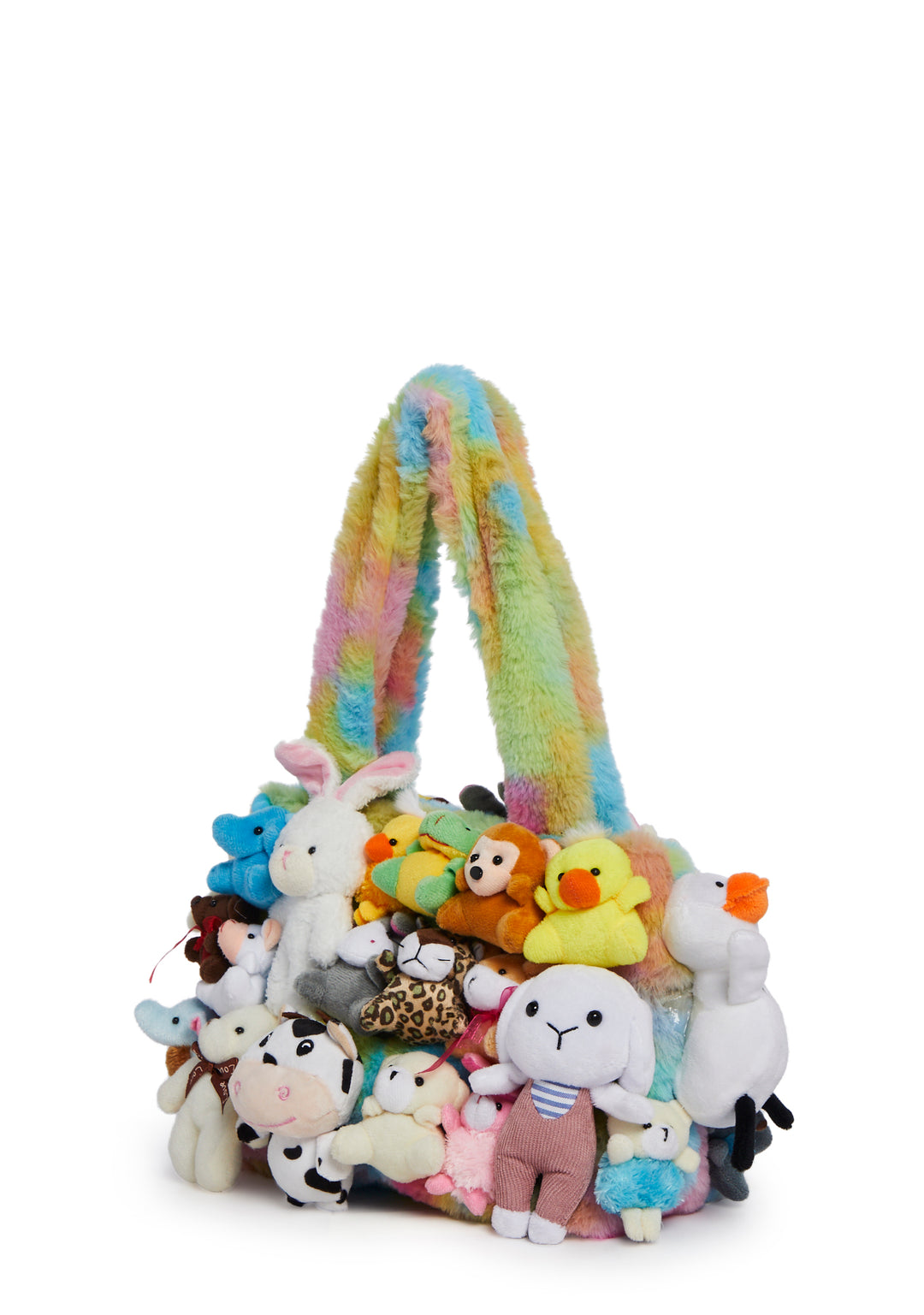 Delia's Plush Toy Rainbow Faux Fur Tote Bag - Multi - Image 4