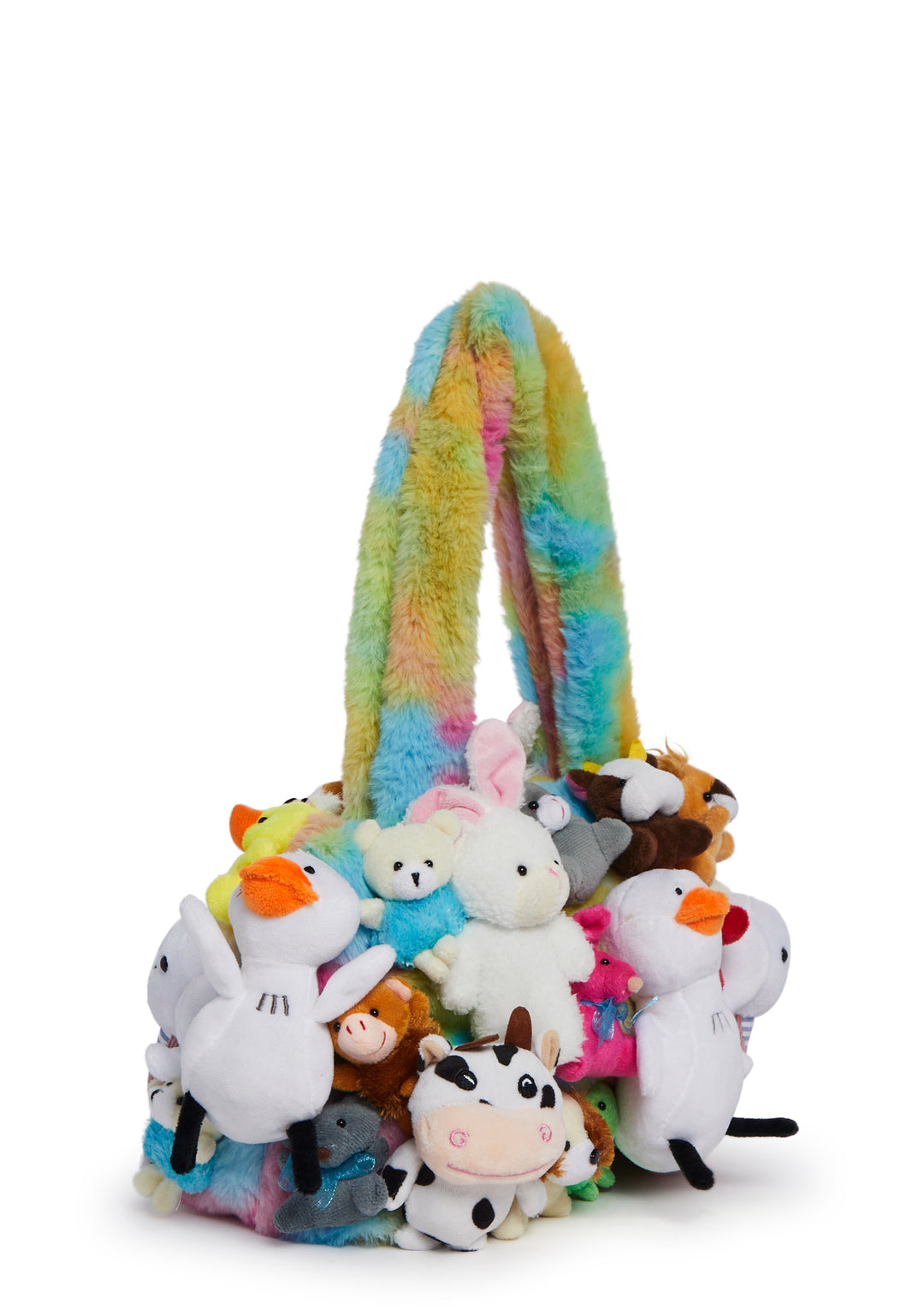 Delia's Plush Toy Rainbow Faux Fur Tote Bag - Multi - Image 3