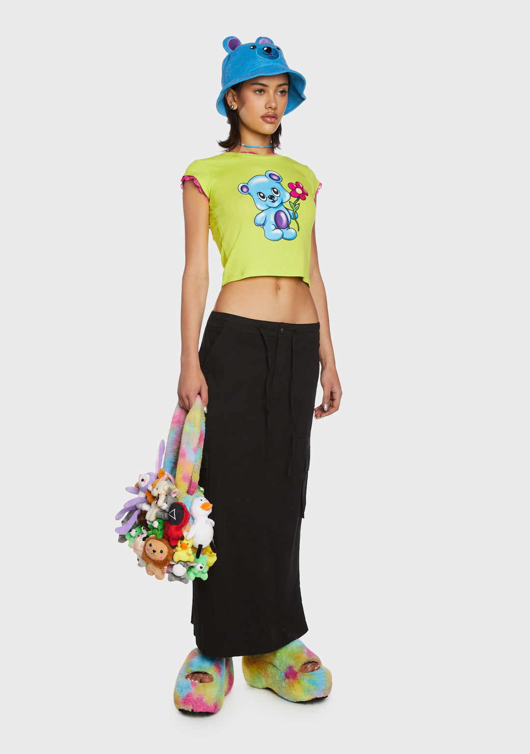 Delia's Plush Toy Rainbow Faux Fur Tote Bag - Multi - Image 2