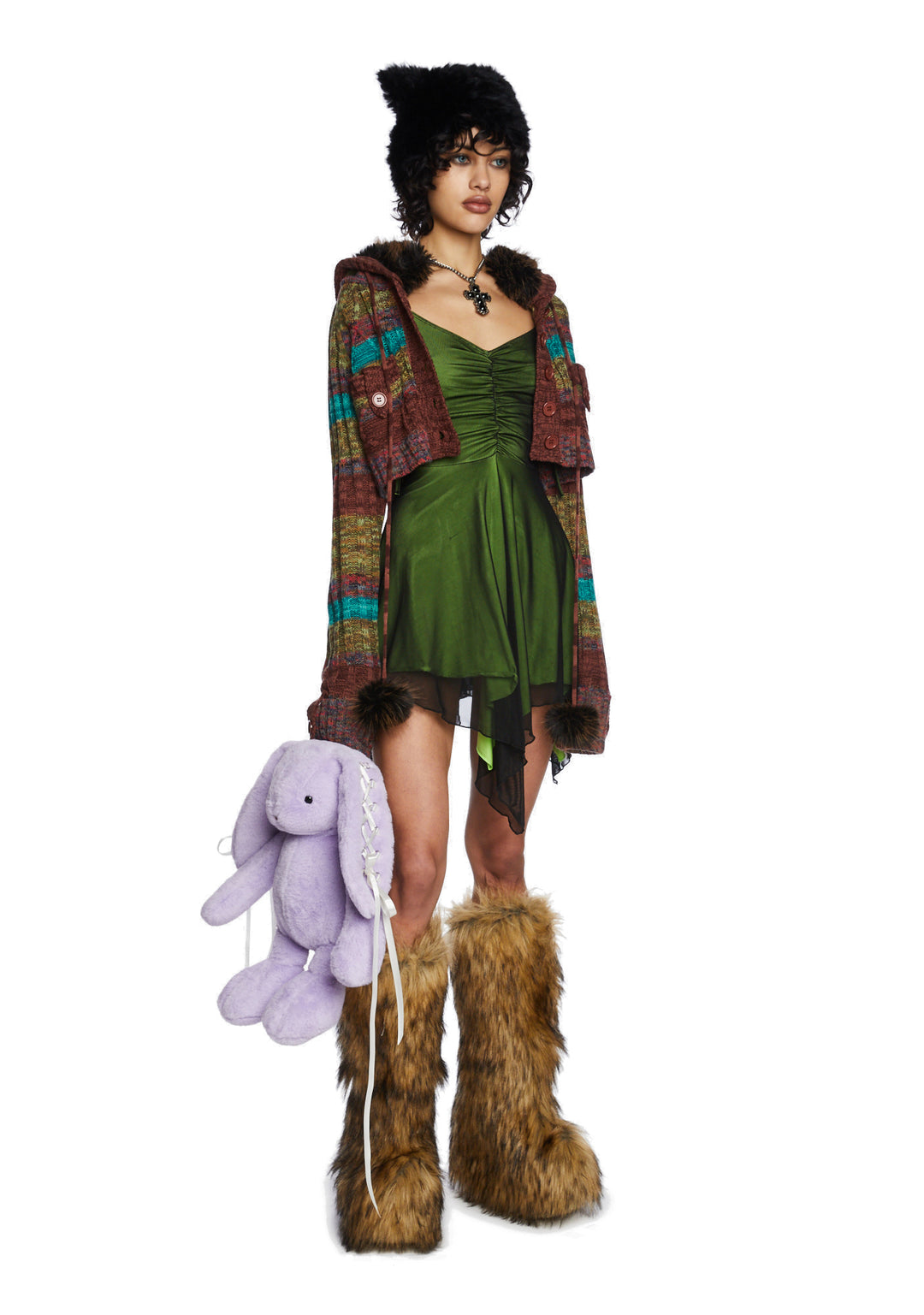 Current Mood Asymmetric Handkerchief Mini Dress - Green - Image 3