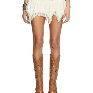 Current Mood Lace Trim Micro Mini Handkerchief Skirt - Off White