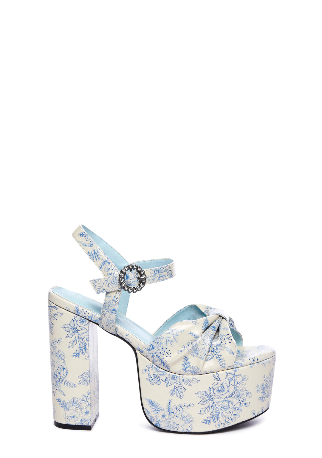 Sugar Thrillz Floral Print Platform Heels - White