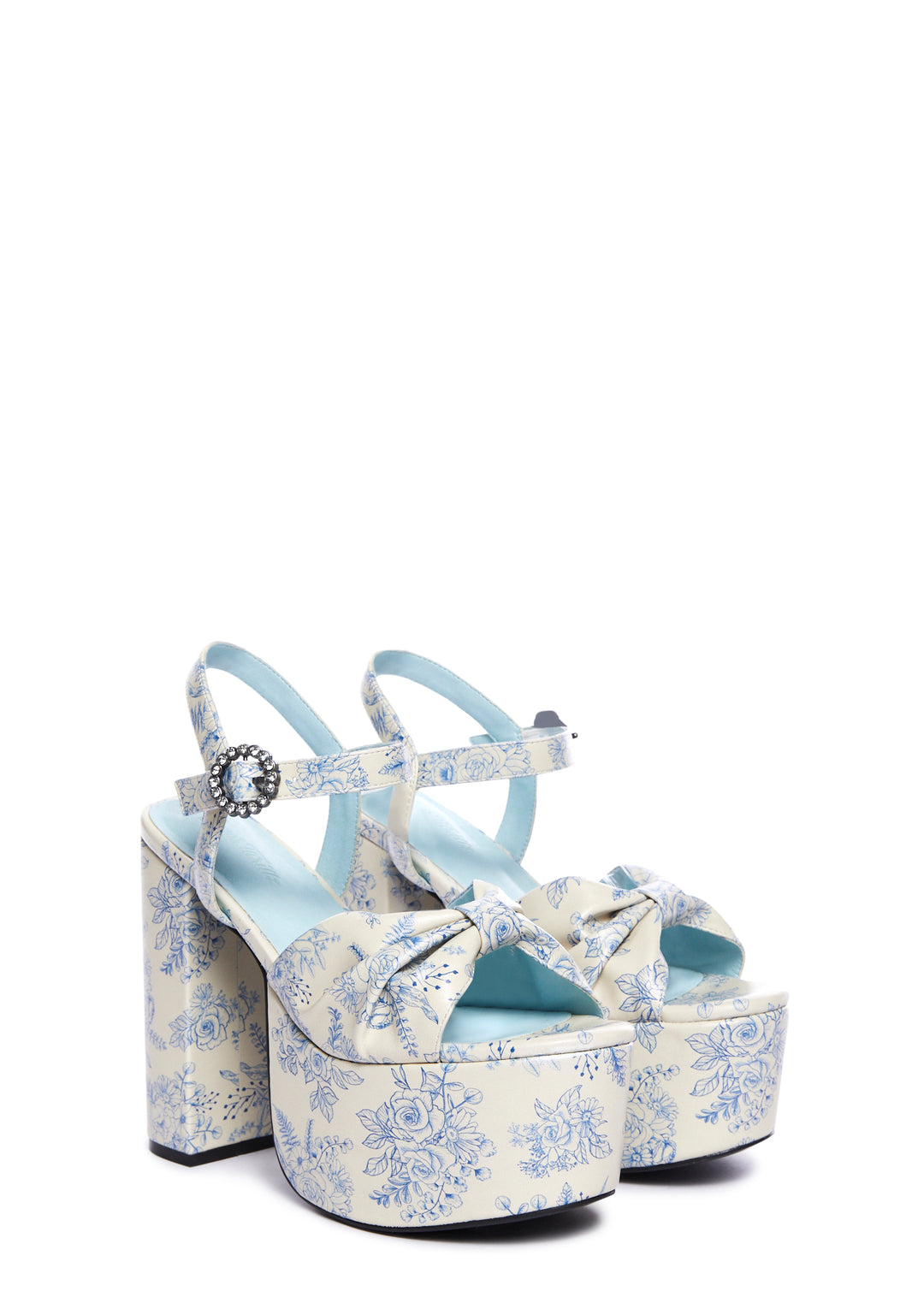 Sugar Thrillz Floral Print Platform Heels - White - Image 3