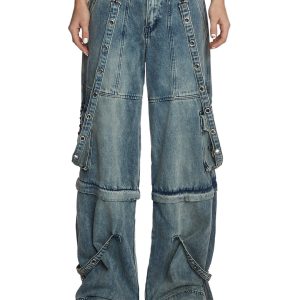 Current Mood Convertible Zip Off Wide Leg Jeans - Blue