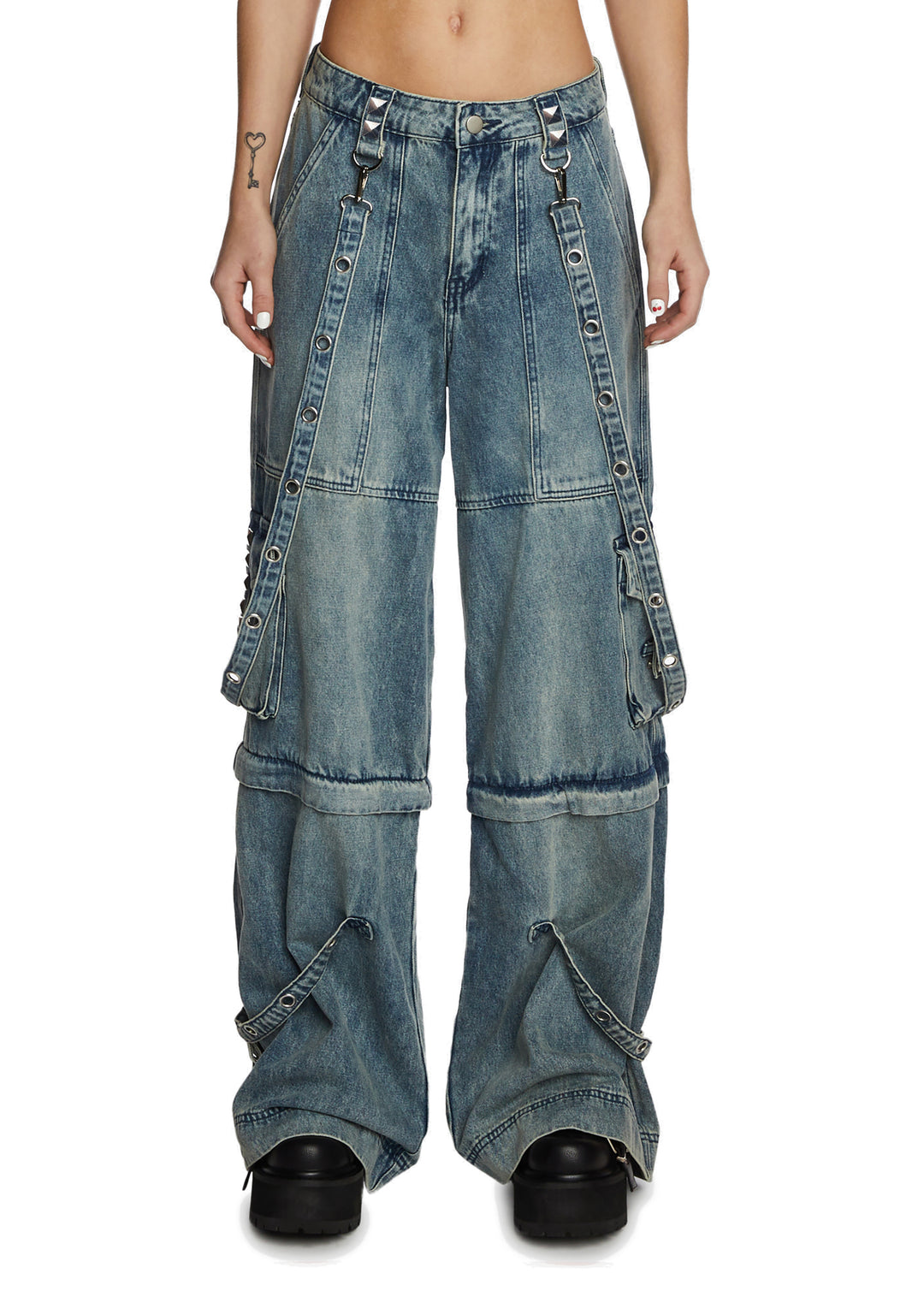 Current Mood Convertible Zip Off Wide Leg Jeans - Blue