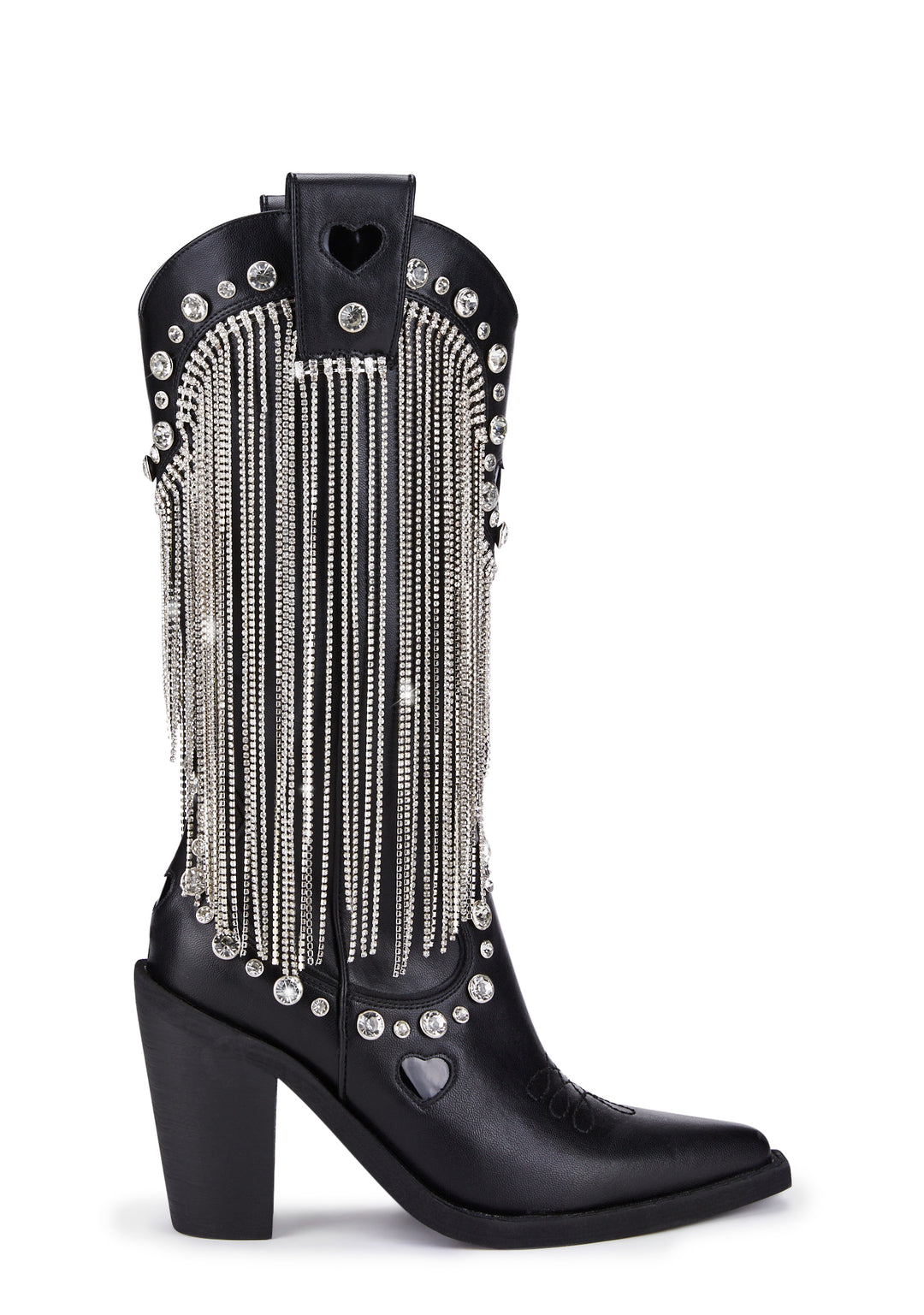 Sugar Thrillz Rhinestone Fringe Cowboy Boots - White