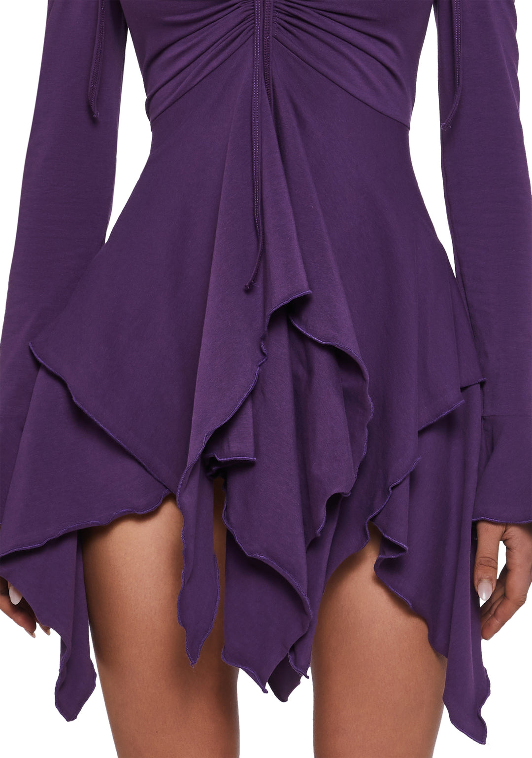 Current Mood Off The Shoulder Handkerchief Mini Dress - Purple - Image 5