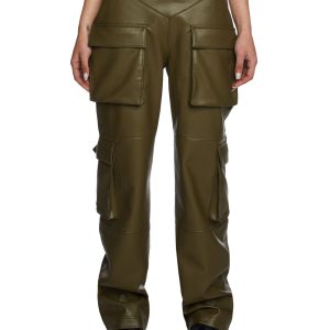 Poster Grl Vegan Leather V Waist Cargo Pants - Dark Green