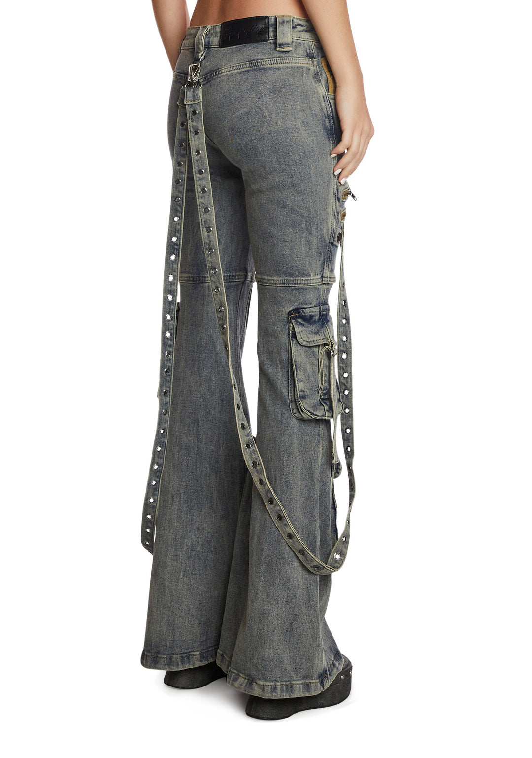 Generation Kiss Low Rise Skinny Flared Cargo Jeans - Blue - Image 4