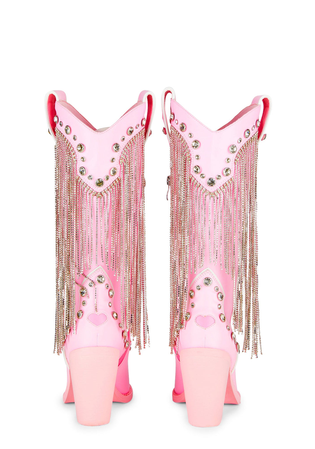 Sugar Thrillz Rhinestone Fringe Cowboy Boots - White - Image 4