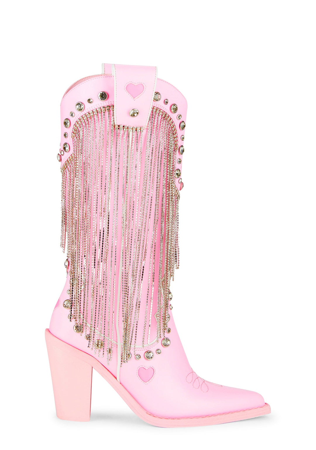 Sugar Thrillz Rhinestone Fringe Cowboy Boots - White
