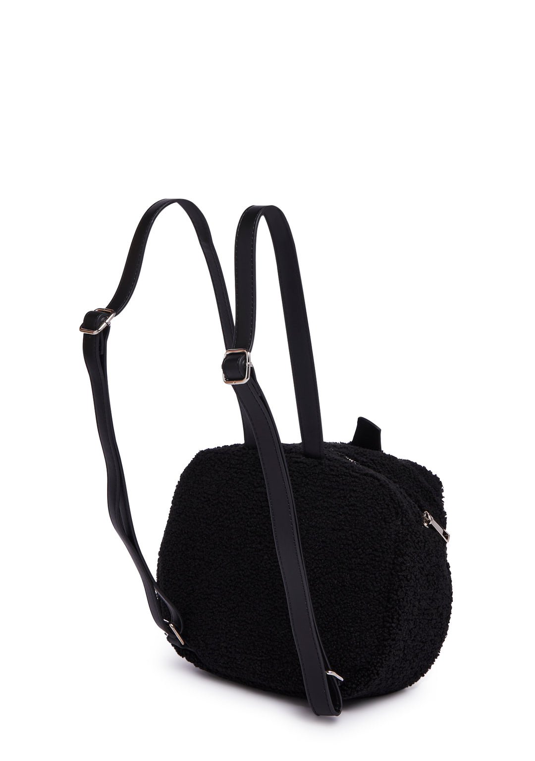 Trickz N' Treatz Faux Shearling Plush Pumpkin Backpack - Black - Image 4