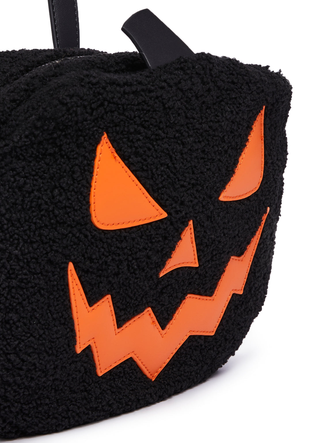 Trickz N' Treatz Faux Shearling Plush Pumpkin Backpack - Black - Image 2