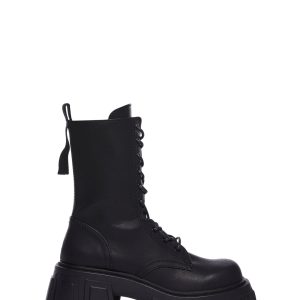 Widow Vegan Leather Platform Combat Boots - Black