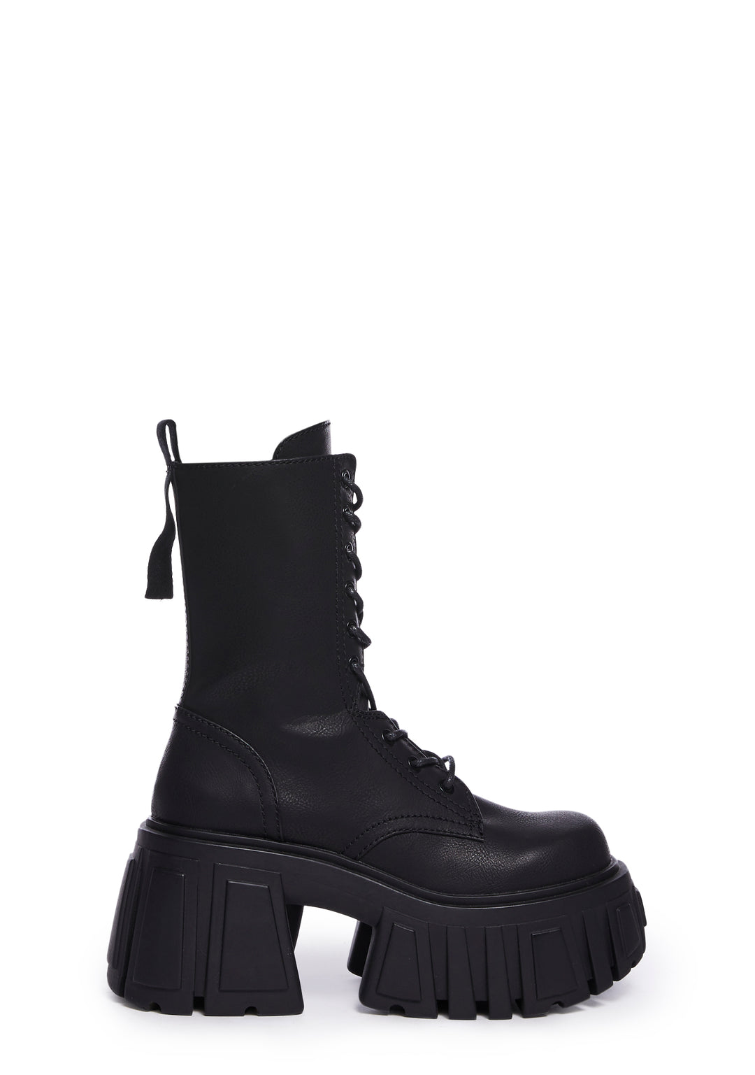 Widow Vegan Leather Platform Combat Boots - Black