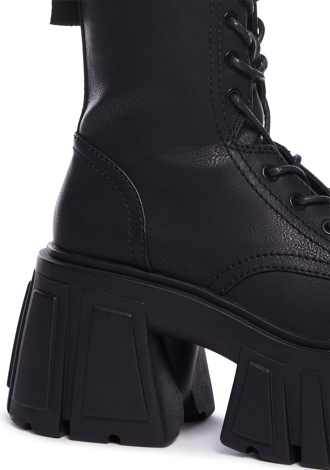 Widow Vegan Leather Platform Combat Boots - Black - Image 2
