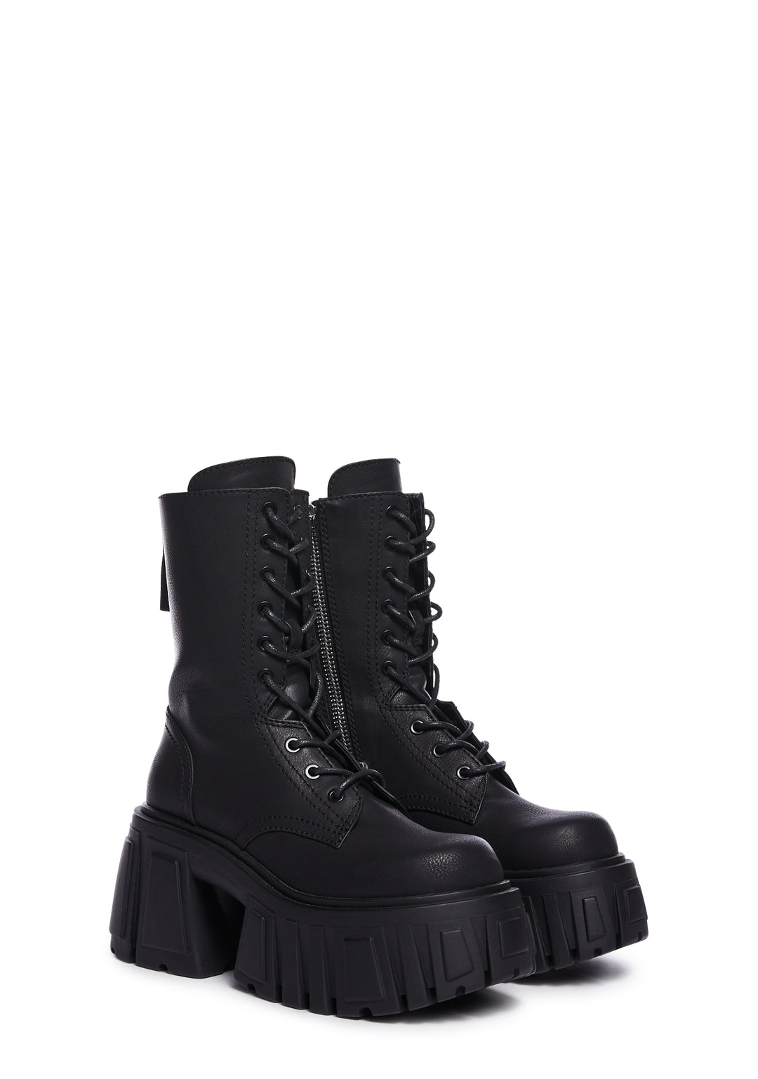 Widow Vegan Leather Platform Combat Boots - Black - Image 3