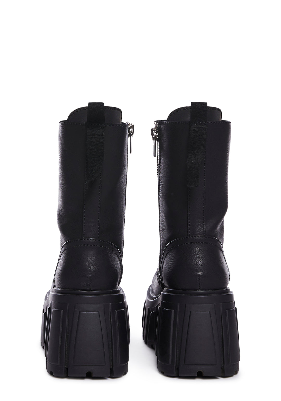 Widow Vegan Leather Platform Combat Boots - Black - Image 4