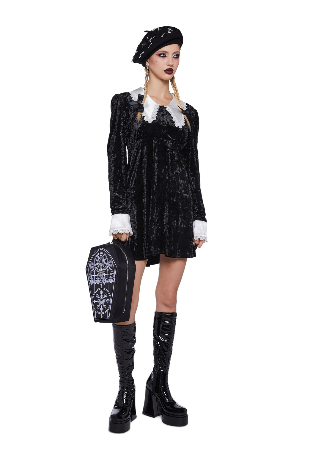 Widow Velvet Babydoll Dress - Black - Image 2