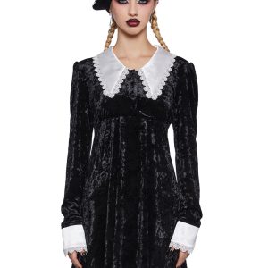 Widow Velvet Babydoll Dress - Black