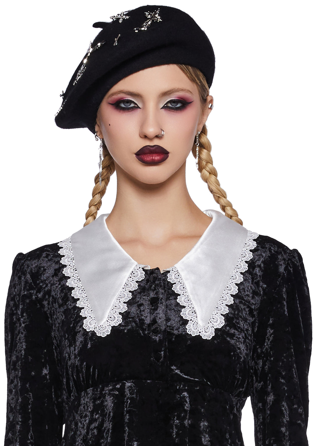 Widow Velvet Babydoll Dress - Black - Image 5