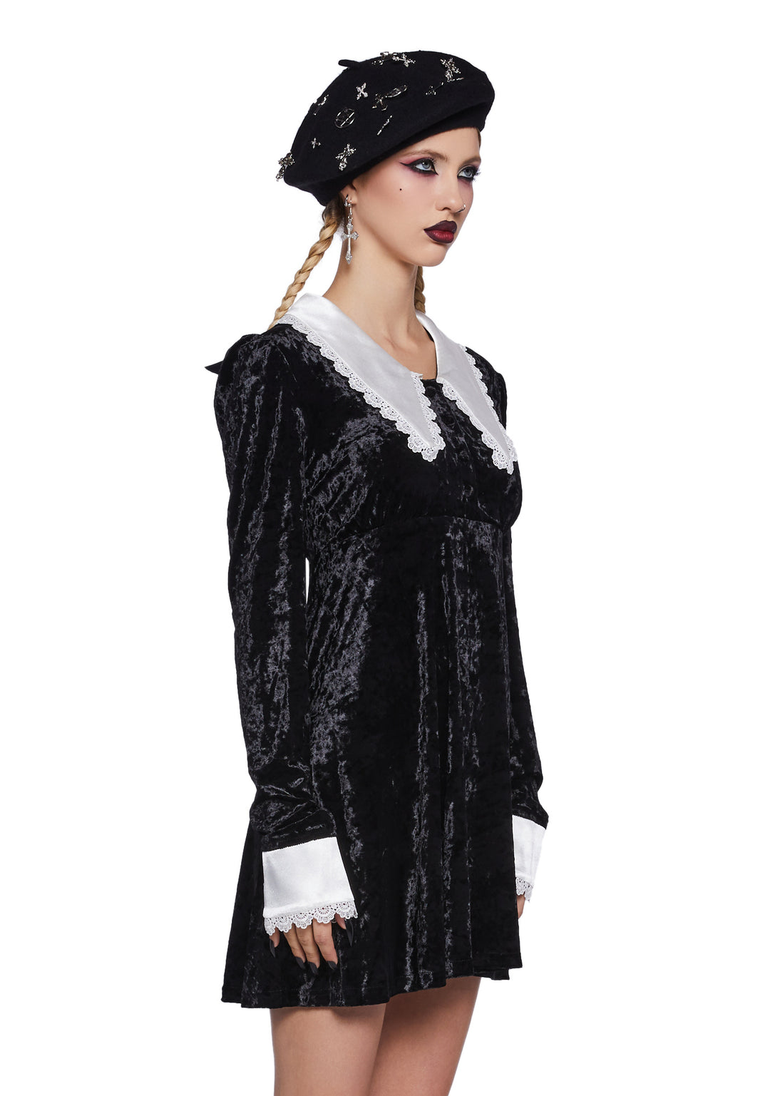 Widow Velvet Babydoll Dress - Black - Image 3