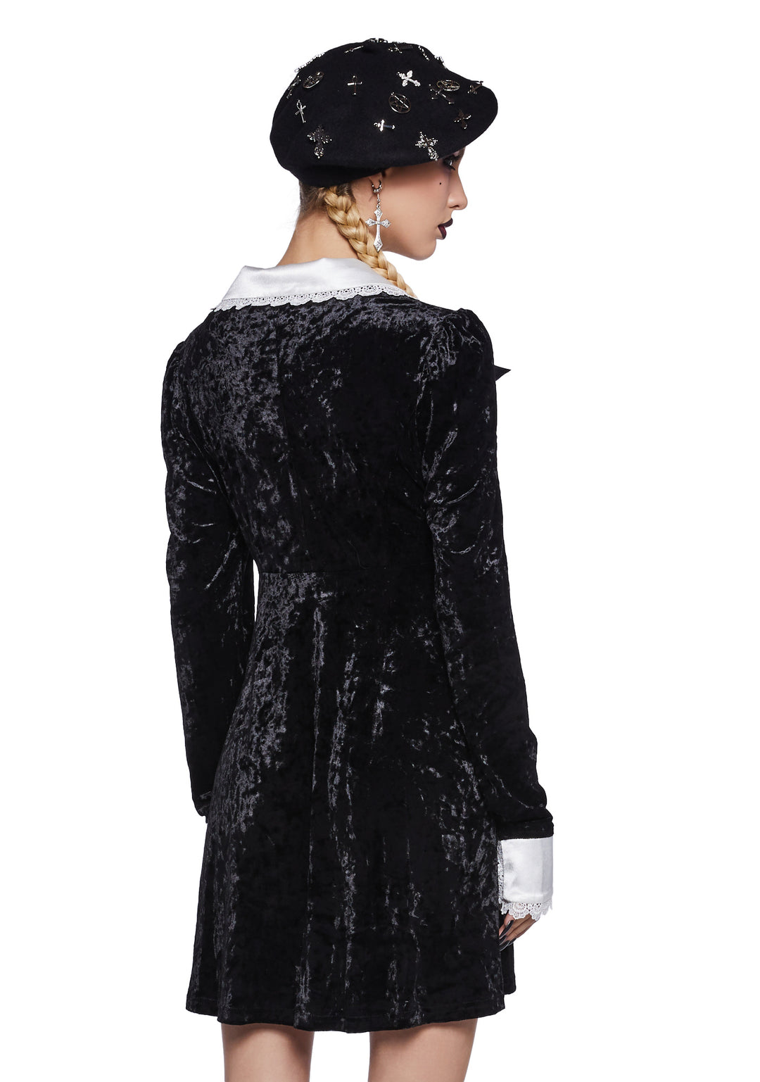 Widow Velvet Babydoll Dress - Black - Image 4