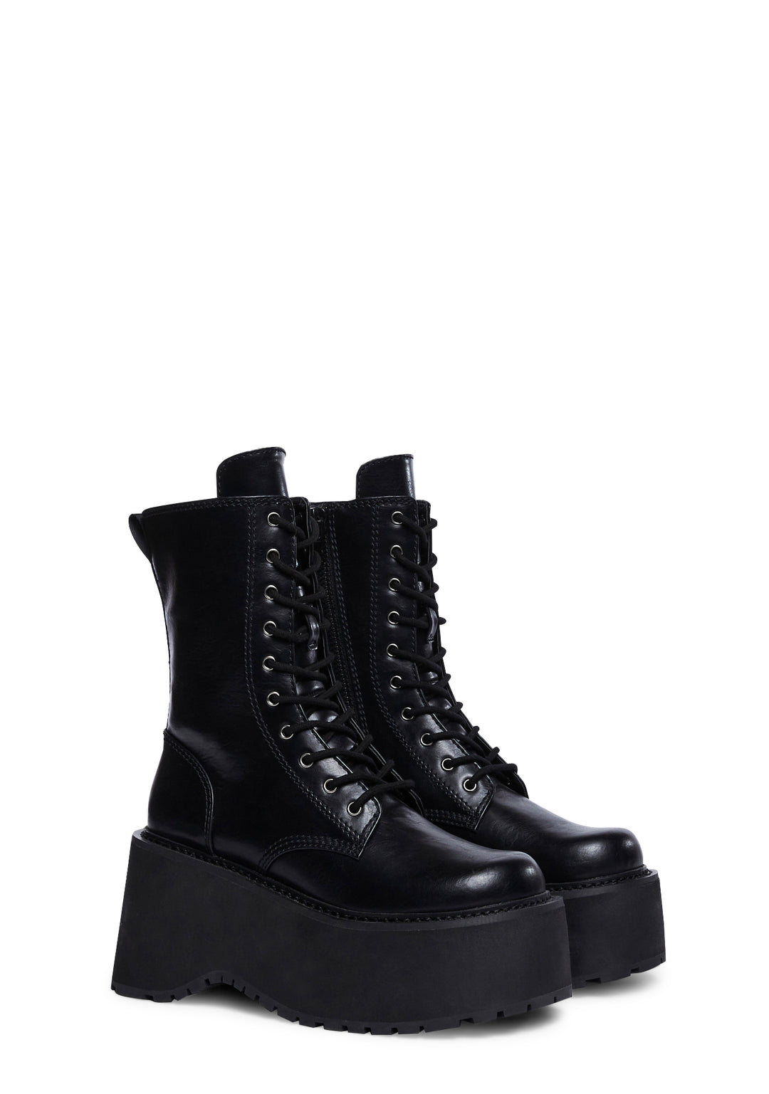 Current Mood Vegan Leather Platform Combat Boots - Black - Image 3