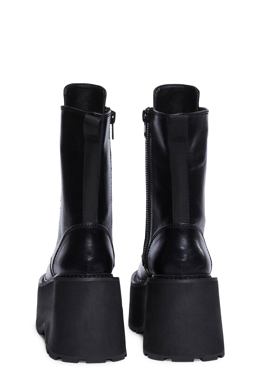 Current Mood Vegan Leather Platform Combat Boots - Black - Image 4