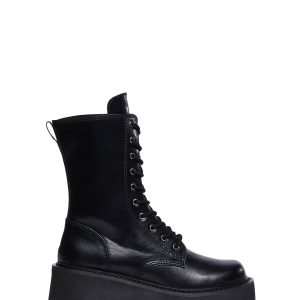 Current Mood Vegan Leather Platform Combat Boots - Black