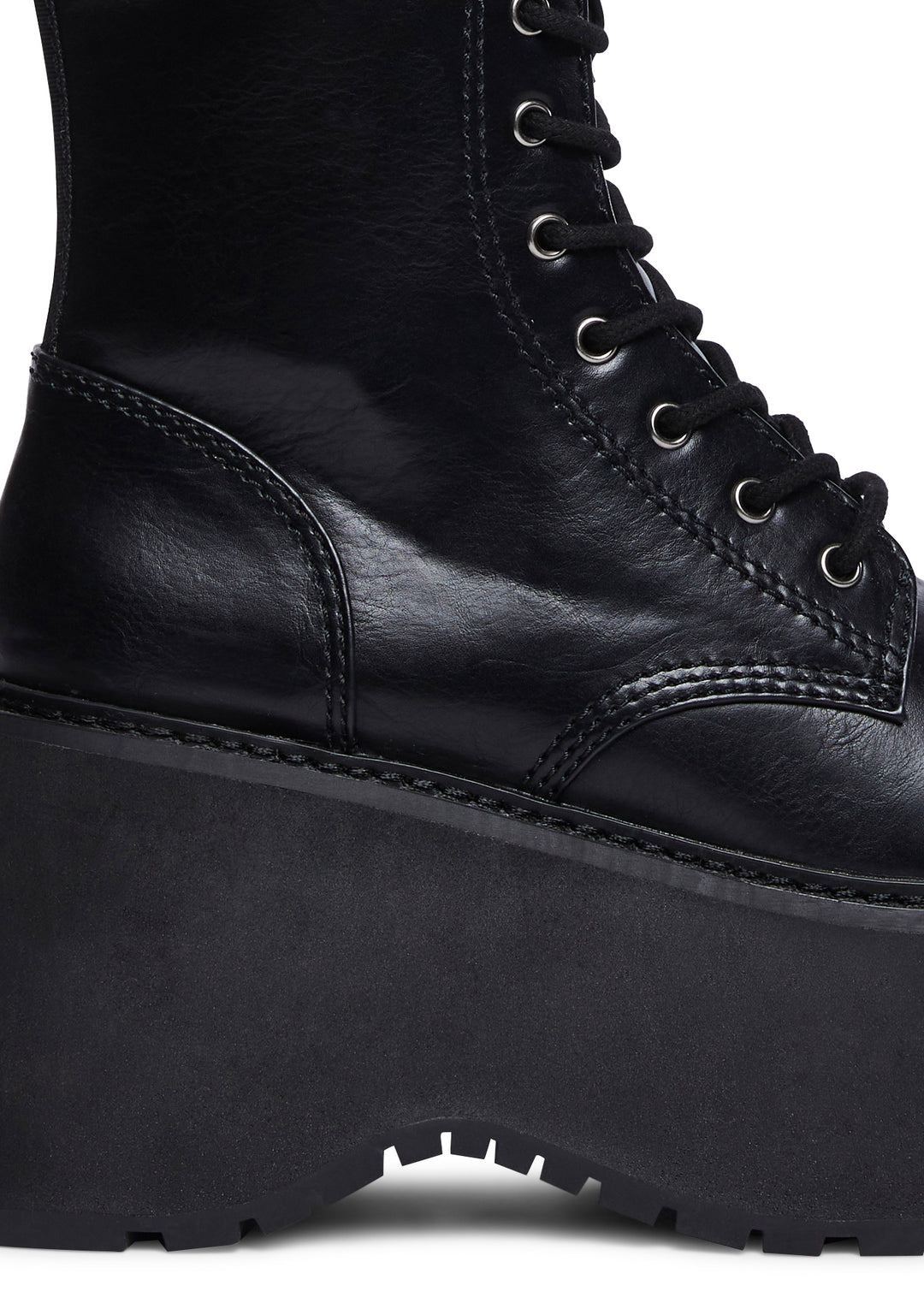 Current Mood Vegan Leather Platform Combat Boots - Black - Image 2