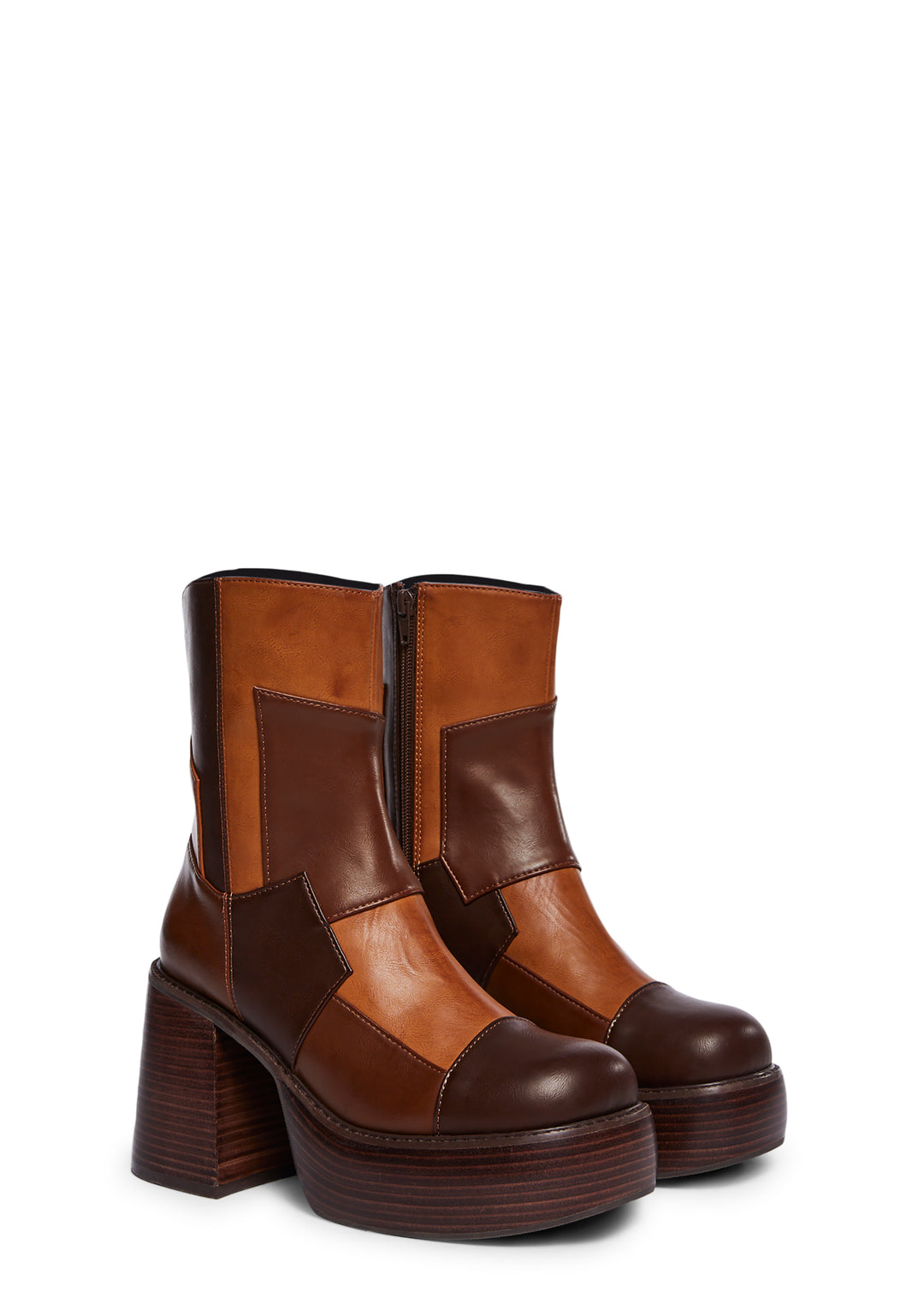 Delia's Patchwork Ankle Boots - Brown - Image 3